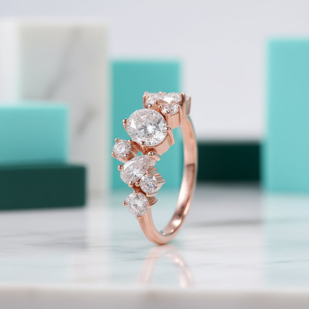 Elegant 14k Rose Gold Diamond Wedding Band-Evani Jewelry
