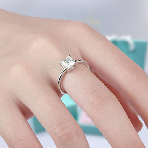 Elegant 1.0 Ct Princess Cut Diamond Solitaire Engagement Ring-Evani Naomi Jewelry