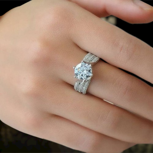 Elegant 5.0 Ct Round Cut Diamond Wedding Ring-Evani Naomi Jewelry