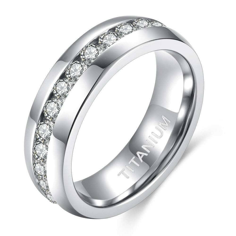 Elegant EVN Diamond Alternative Titanium Wedding Band-Evani Naomi Jewelry