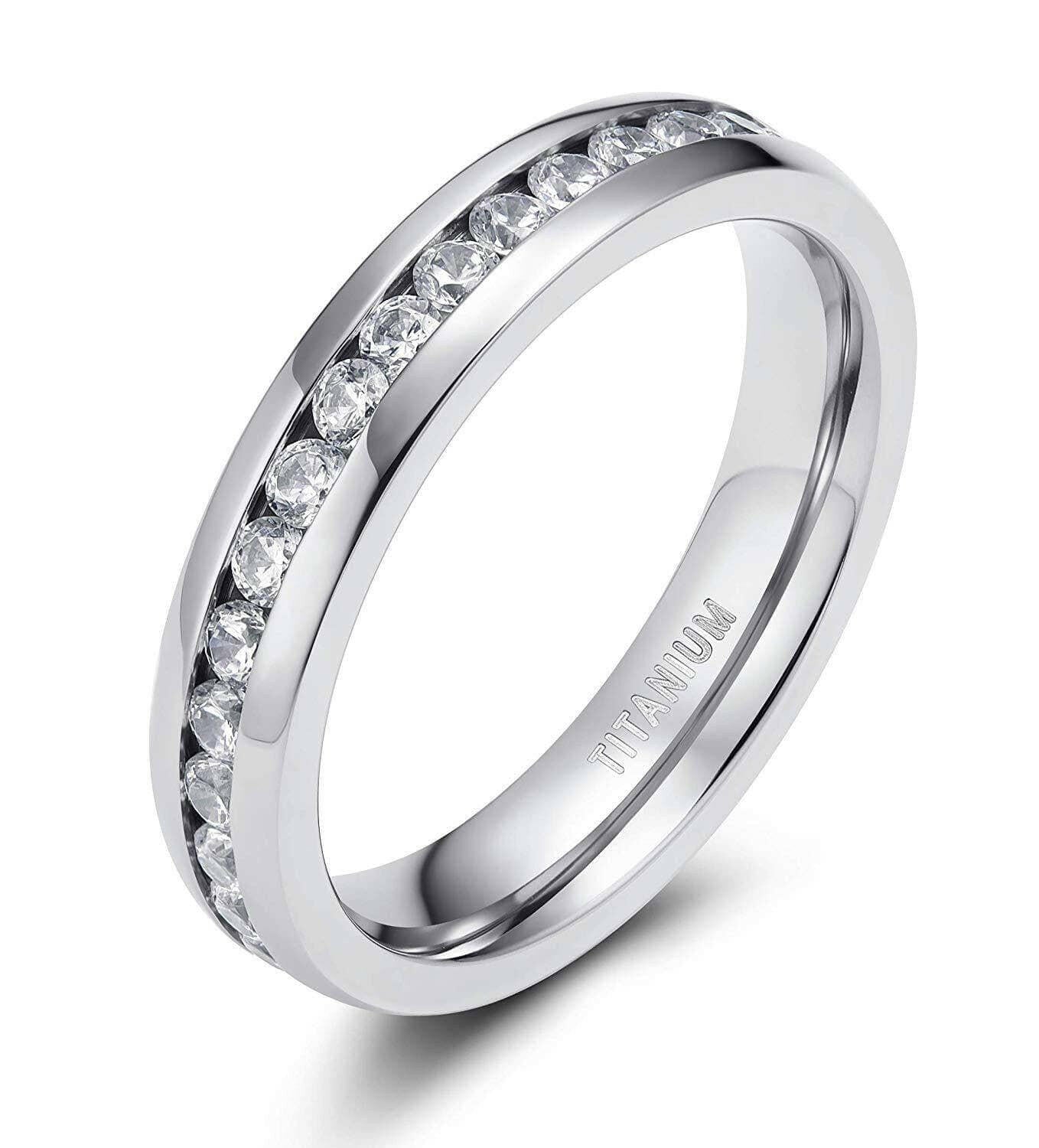 Elegant EVN Diamond Alternative Titanium Wedding Band-Evani Naomi Jewelry
