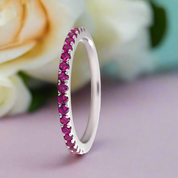 Elegant Fuchsia Diamond Half Eternity Wedding Band-Evani Naomi Jewelry