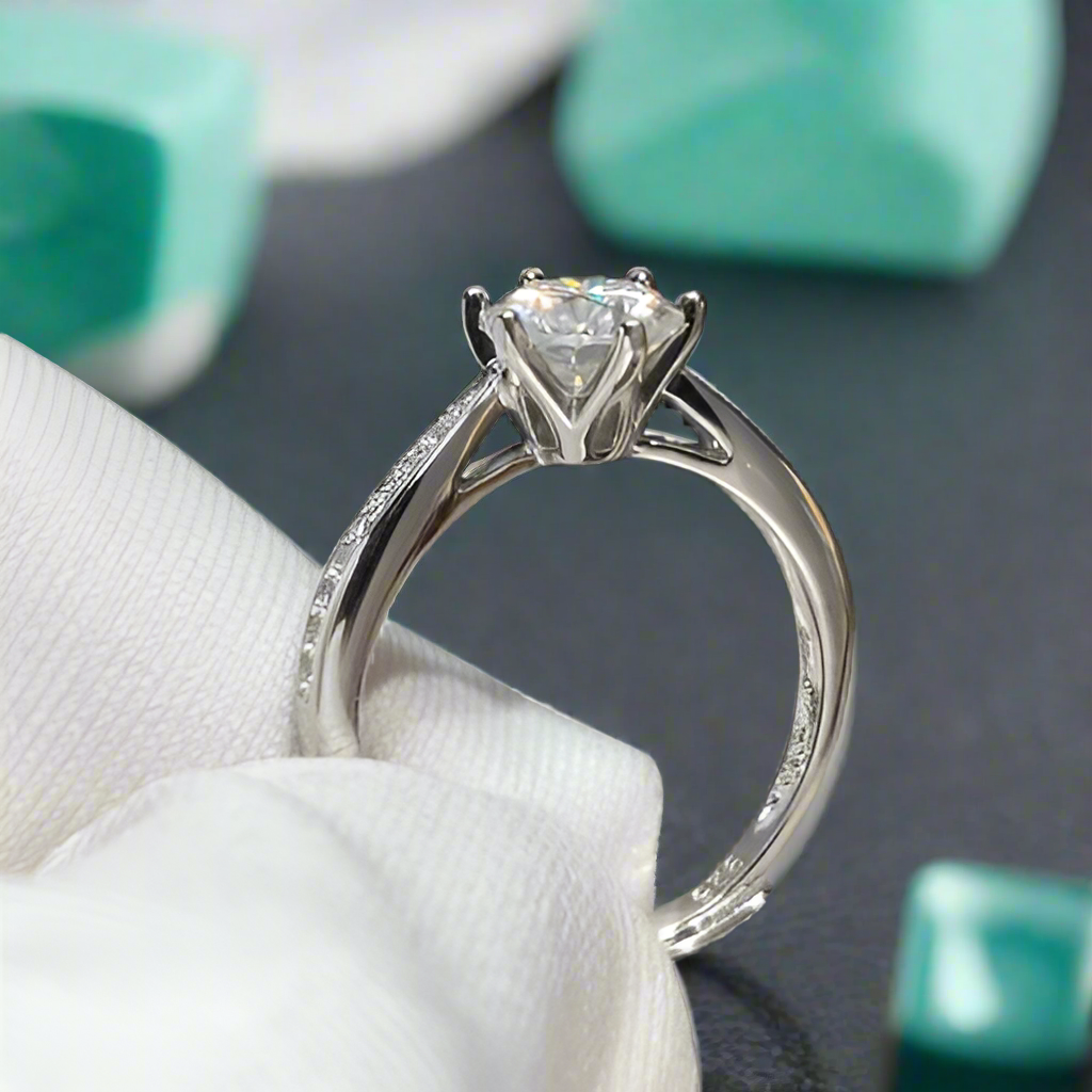 Elegant White Gold Engagement Ring with 1.0ct Diamond-Evani Naomi Jewelry