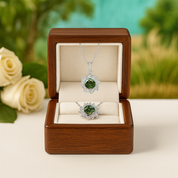 1.0 Ct Emerald Certified Moissanite Flower Pendant Necklace - Evani Naomi Jewelry