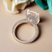 Elongated Cushion Cut 9.0ct Diamond Engagement Ring-Evani Naomi Jewelry