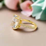 Elongated Cushion Cut 9.0ct Diamond Engagement Ring-Evani Naomi Jewelry