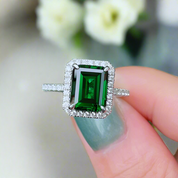 Emerald Cut 3.5 ct Diamond Engagement Ring with Halo-Evani Naomi Jewelry