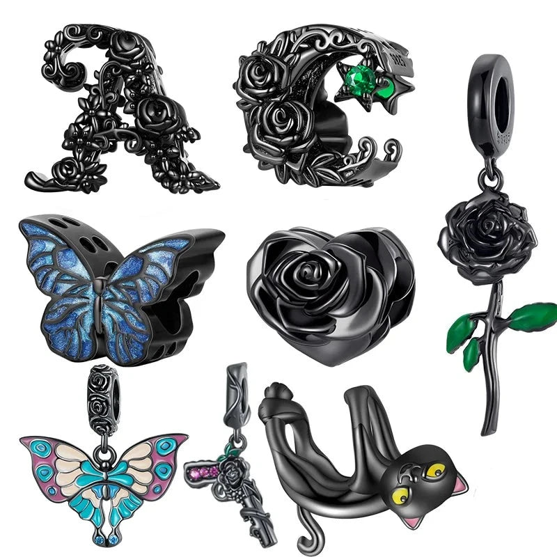 Enchanting Roses, Butterfly, & Cursed Cat Diablo Charm Series-Evani Naomi Jewelry
