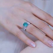 Natural Vintage 8*10mm Green Moss Agate Open Rings for Woman Wedding Gifts Certified Jewelry Wholesale-Evani Naomi Jewelry