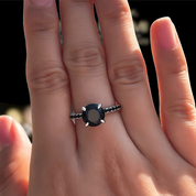Exclusive Round Cut Black Diamond White Gold Engagement Ring-Evani Naomi Jewelry