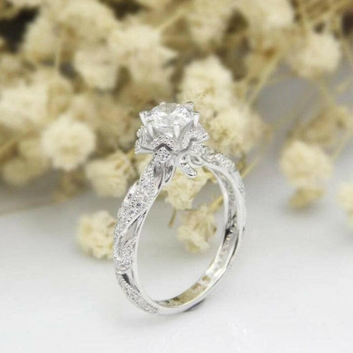 Exquisite 14K White Gold 1.0 Ct Diamond Engagement Ring-Evani Naomi Jewelry