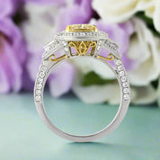 Flash Sale- 3.45 Ct Fancy Yellow Cushion Cut Diamond Engagement Ring-Evani Naomi Jewelry