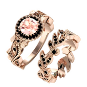 Flash Sale- Rose Gold Flower Ring Set in 1.50 ct Diamond-Evani Naomi Jewelry