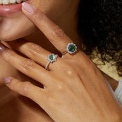 Forest Heart- Hexagon Cut Natural Moss Agate Ring-Evani Naomi Jewelry