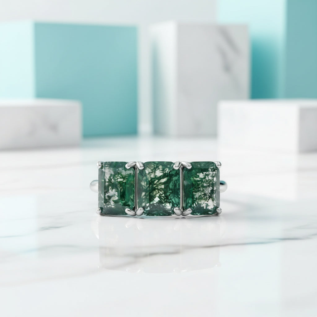 Forest Whispers- Moss Agate Promise Ring-Evani Jewelry