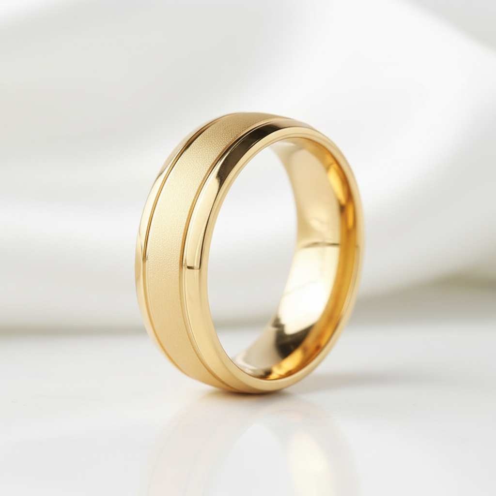 Frosted Center 8mm Tungsten Carbide Men's Wedding Band - Evani Naomi Jewelry
