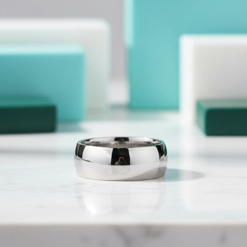Glossy 10mm Dome Titanium Men's Wedding Band-Evani Jewelry