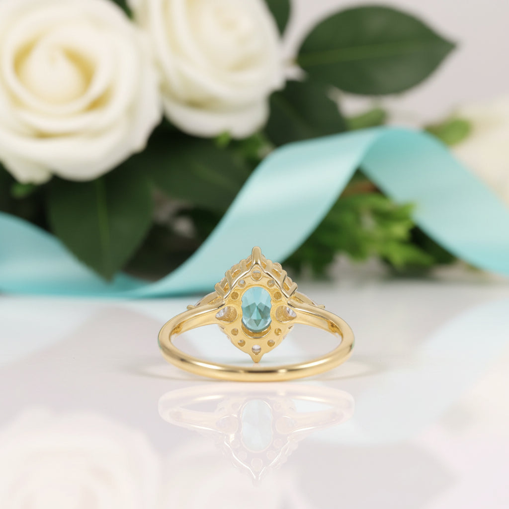 Oval Vintage Moonstone Engagement Ring-Evani Jewelry