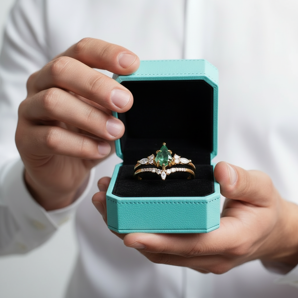 Woven Love- Kite Cut Natural Unique Moss Agate Ring in White Gold - Evani Naomi Jewelry