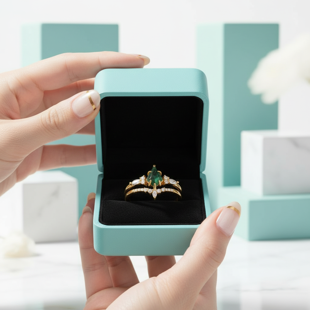 Woven Love- Kite Cut Natural Unique Moss Agate Ring in White Gold - Evani Naomi Jewelry