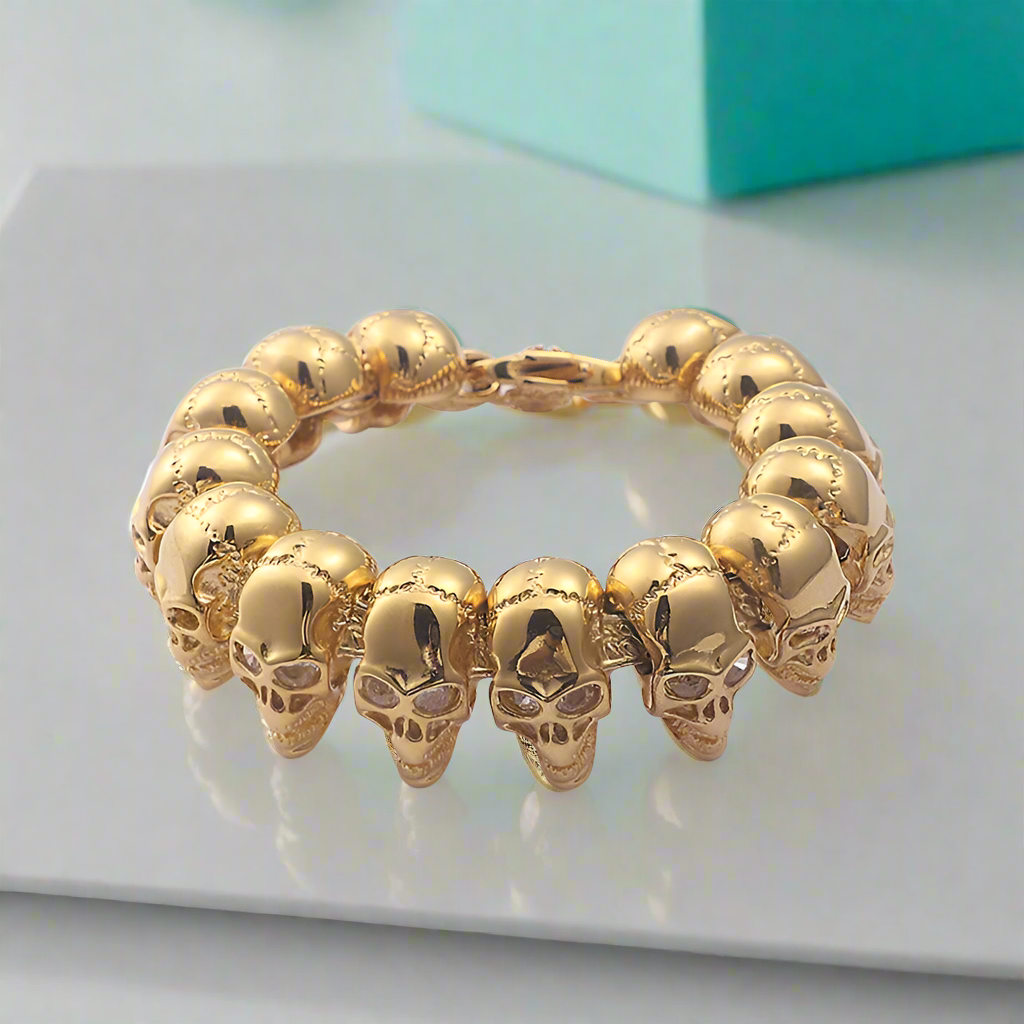 Golden Skull Hip-Hop Bracelet-Evani Naomi Jewelry