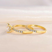 Gorgeous 1.5 ct Cushion Cut Yellow Gold Bridal Set-Evani Naomi Jewelry