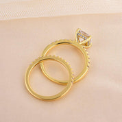 Gorgeous 1.5 ct Cushion Cut Yellow Gold Bridal Set-Evani Naomi Jewelry