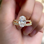 Gorgeous Oval Cut 3.5ct Diamond Yellow Gold Bridal Set-Evani Naomi Jewelry