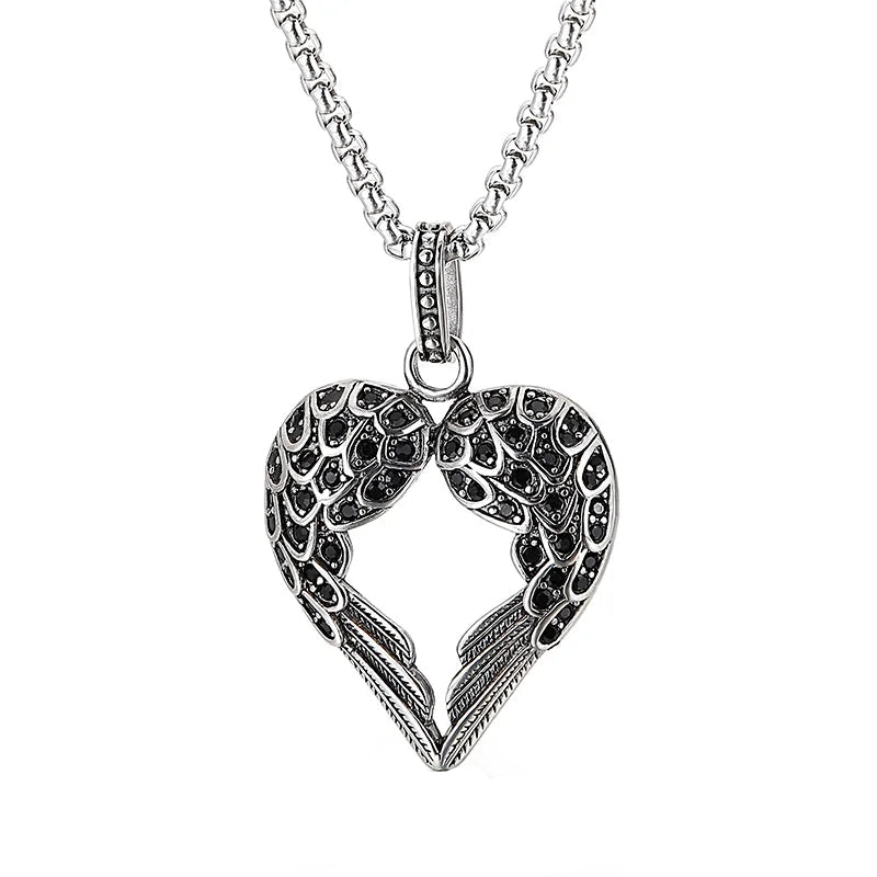 Gothic Heart Shaped Wings Necklace-Evani Naomi Jewelry