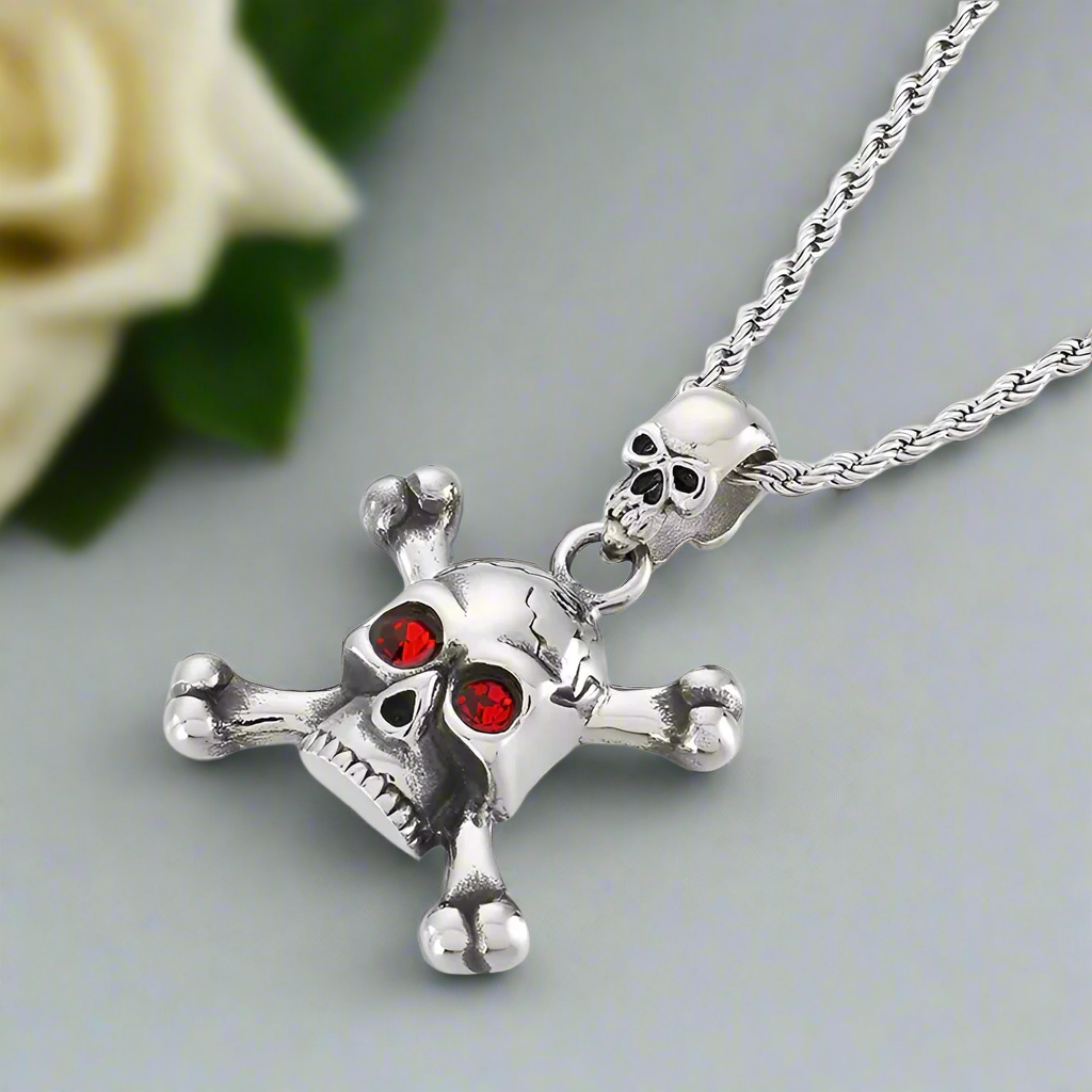 Gothic Skull Diamond Men's Punk Necklace-Evani Naomi Jewelry