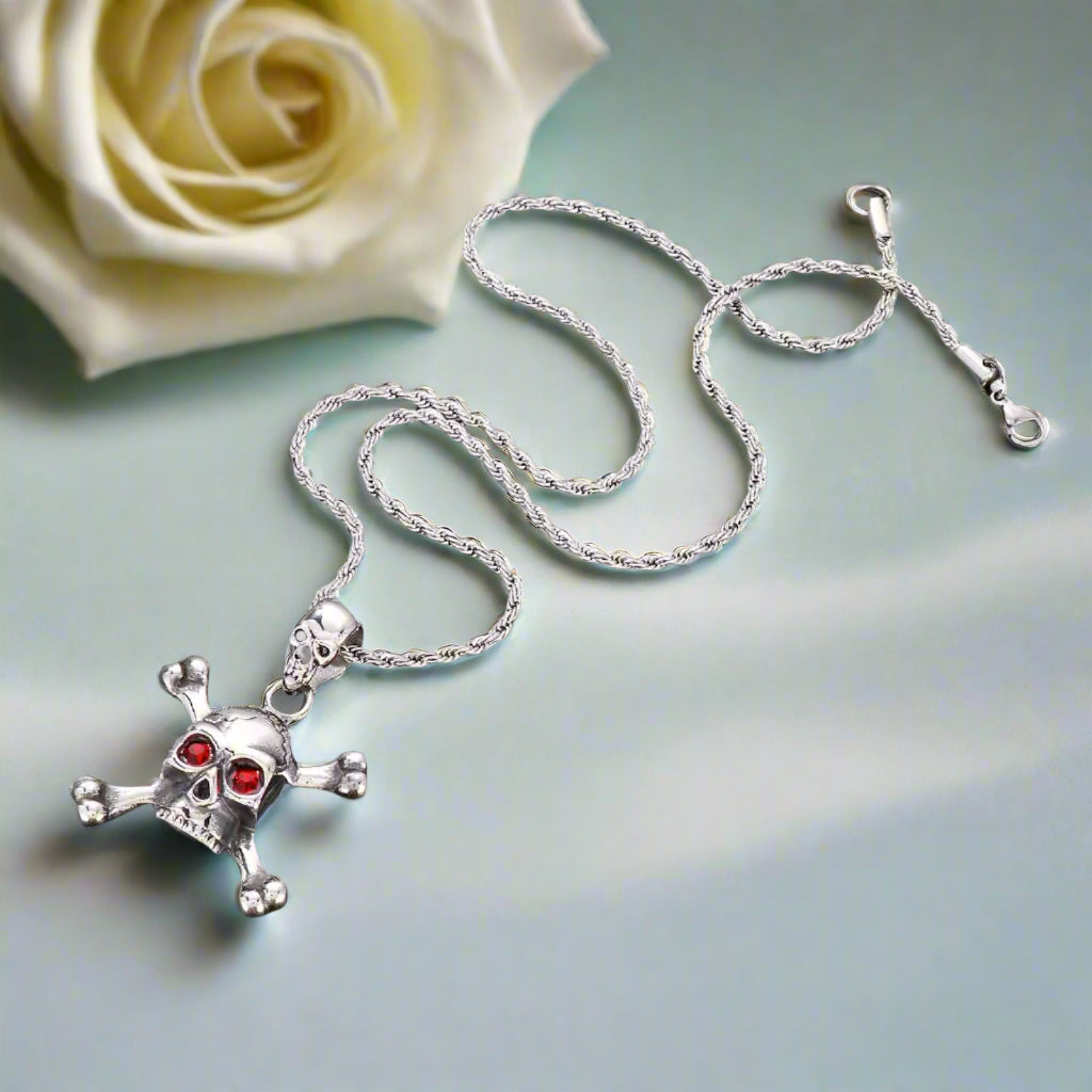 Gothic Skull Diamond Men's Punk Necklace-Evani Naomi Jewelry