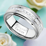 Half Eternity Tungsten Men's Wedding Band-Evani Naomi Jewelry