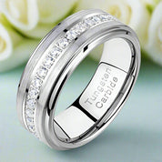 Half Eternity Tungsten Men's Wedding Band-Evani Naomi Jewelry
