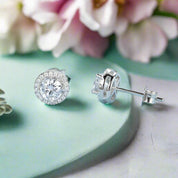 Halo 1.0 Ct Round Diamond Stud Earrings-Evani Naomi Jewelry