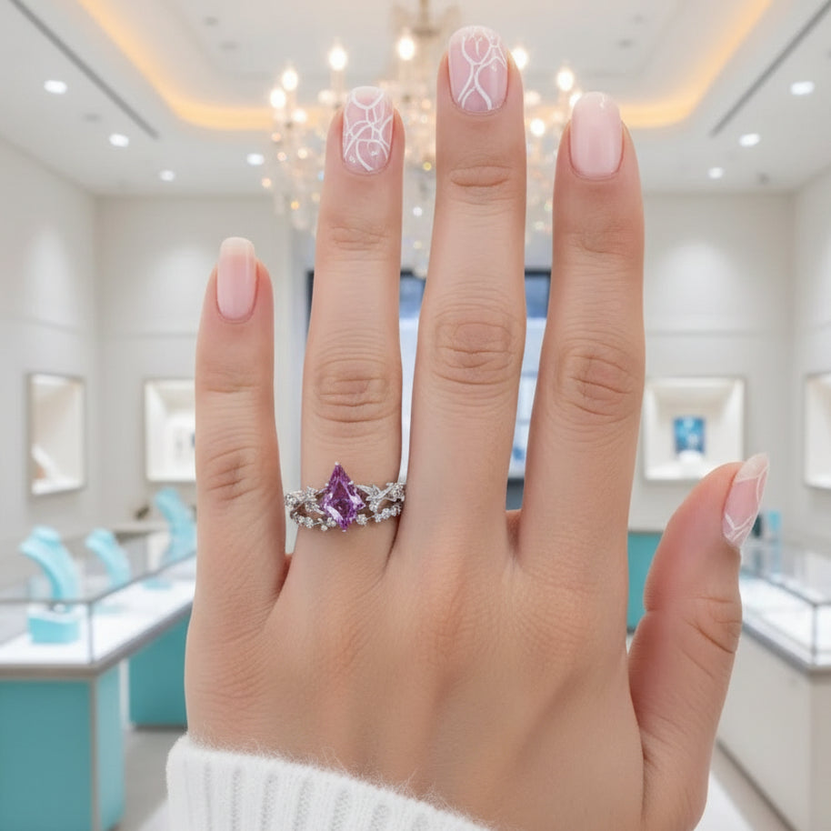 Kite Cut Alexandrite Birthstone Ring-Evani Jewelry