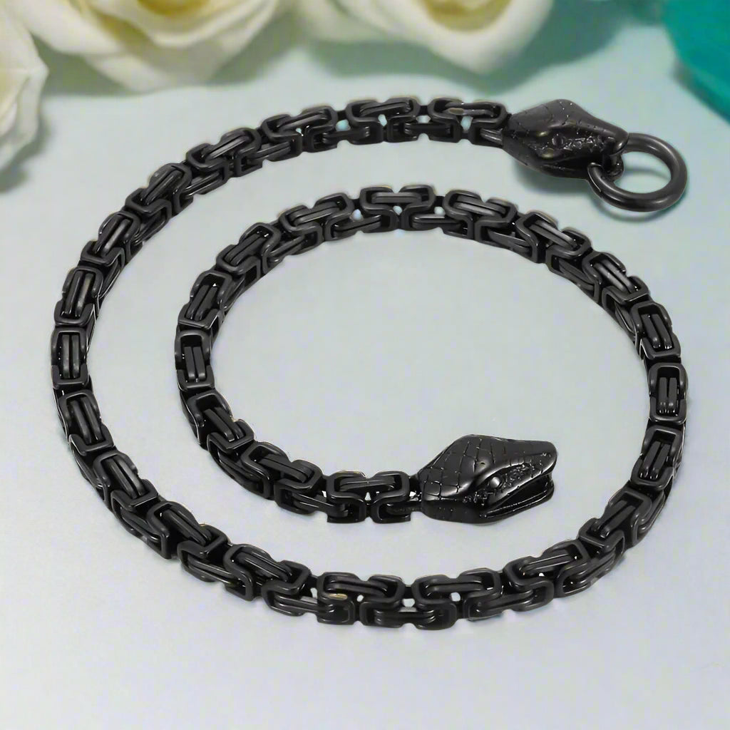 Hip Hop 6mm Bicycle Chain Snake Head Men's Necklace-Evani Naomi Jewelry