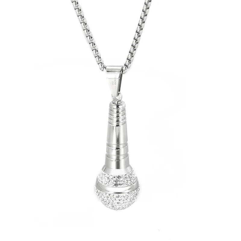 Hip-Hop Diamond Microphone Punk Necklace-Evani Naomi Jewelry