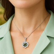 1.0 Ct Emerald Certified Moissanite Flower Pendant Necklace - Evani Naomi Jewelry
