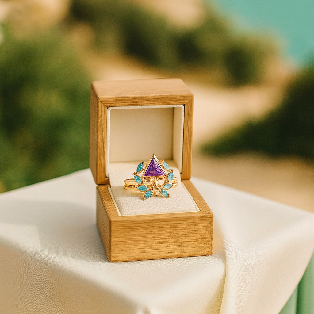 Amethyst Birthstone Ring Set in 14k Rose Gold-Evani Jewelry