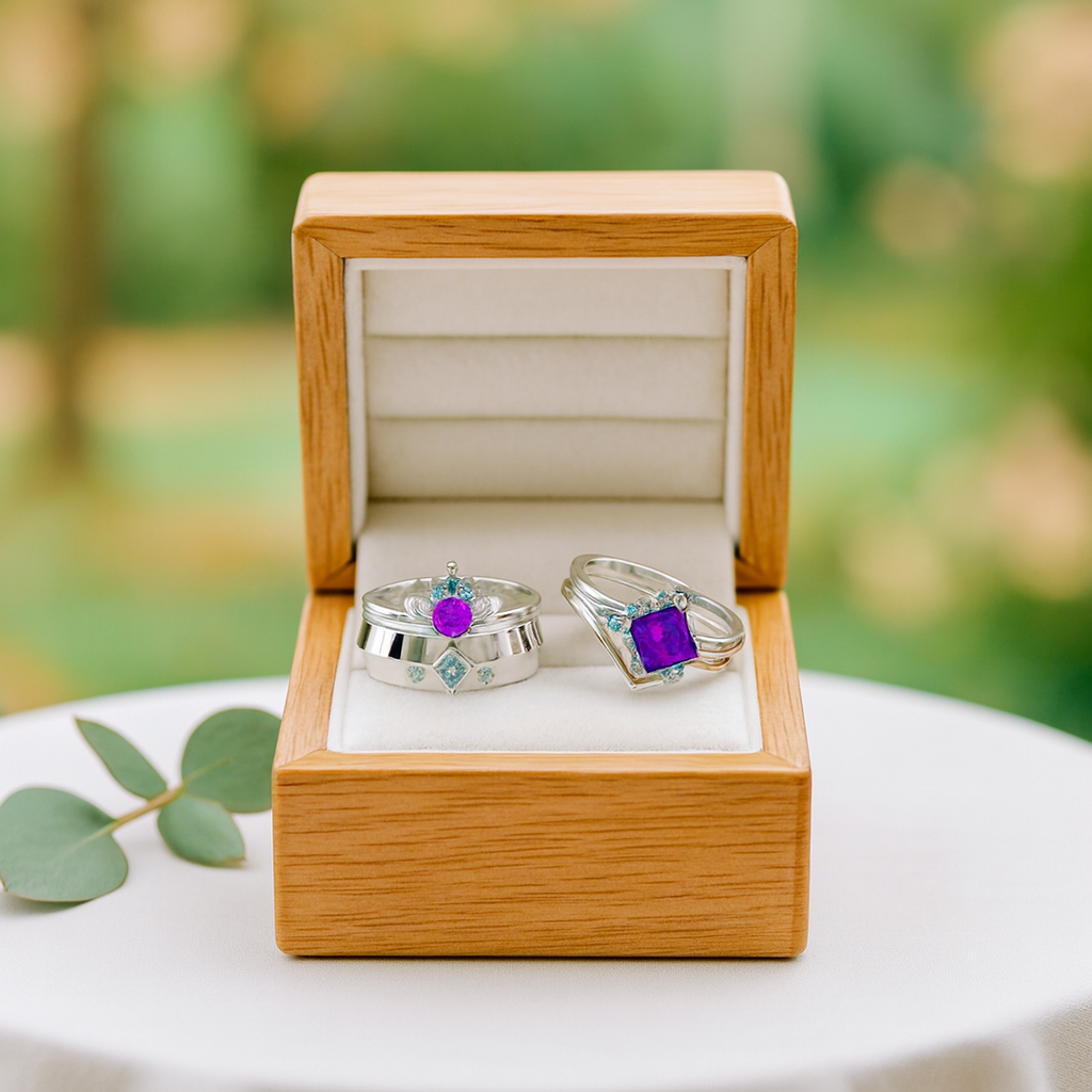 Amethyst Birthstone Ring in 14k White Gold - Evani Naomi Jewelry