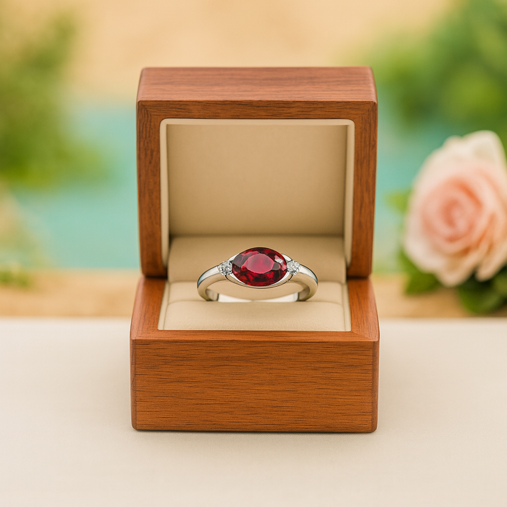 Oval Cut Ruby Birthstone Gemstone Ring - Evani Naomi Jewelry