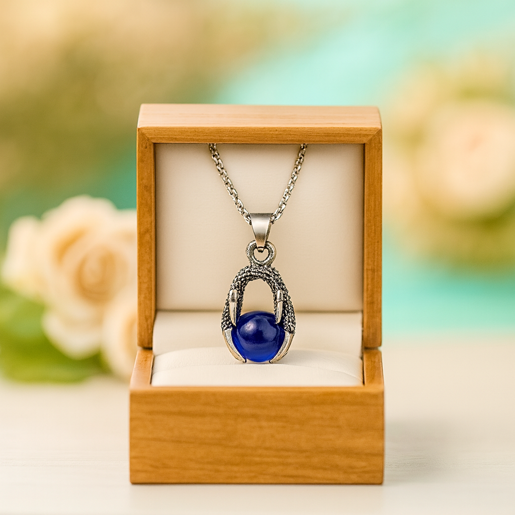 Classic Domineering Sapphire Birthstone Dragon Claw Necklace - Evani Naomi Jewelry