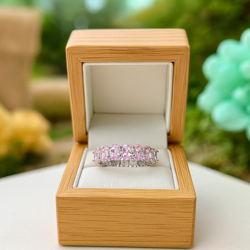 Oval Cut 8.5ct Tourmaline Birthstone EVN Diamond Alternative Band - Evani Naomi Jewelry