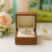 1.0 Ct Round Cut Diamond Topaz Birthstone Halo Engagement Ring - Evani Naomi Jewelry