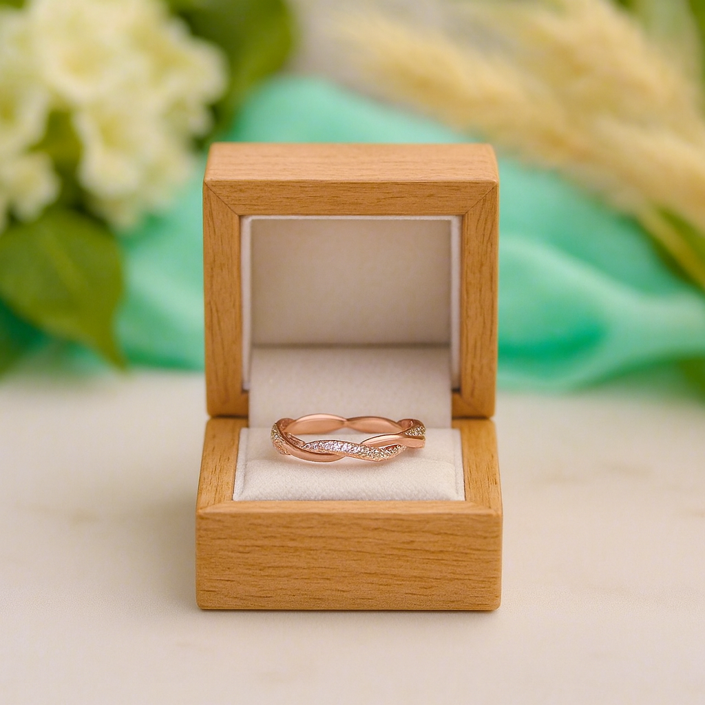 Rose Gold 0.8ct Infinity Twist Wedding Band - Evani Naomi Jewelry