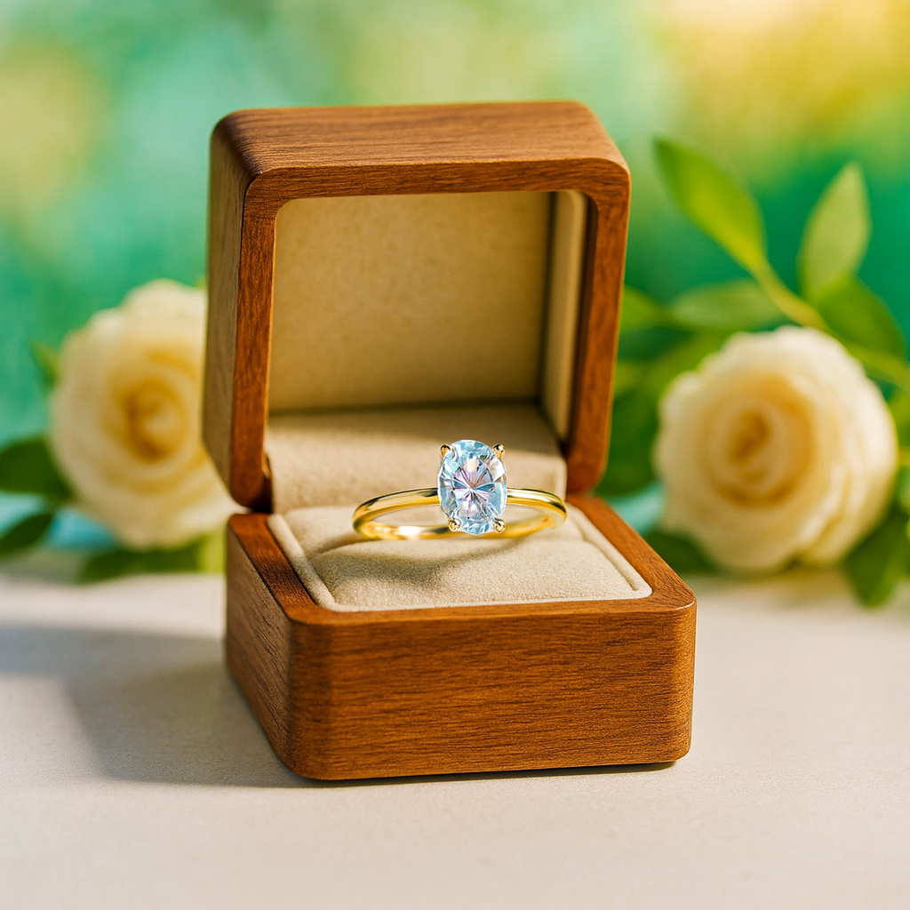 3.0 Ct Oval Cut Diamond Birthstone Engagement Ring - Evani Naomi Jewelry