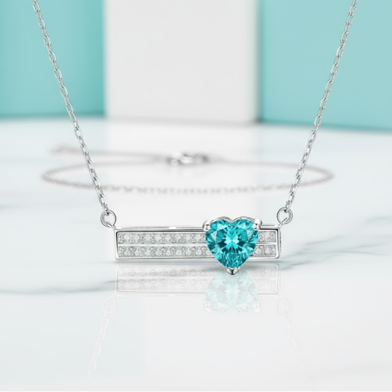 1.2 Ct Turquoise Heart Pendant Necklace-Evani Jewelry