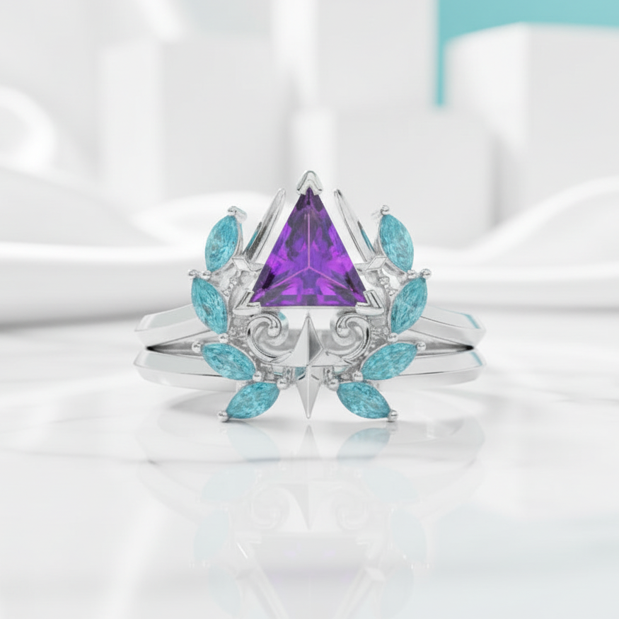 Amethyst Birthstone Ring Set in 14k Rose Gold-Evani Jewelry