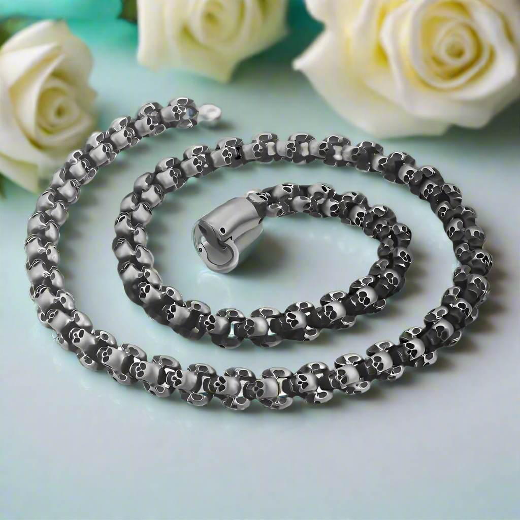 Long Skull Chain Punk Necklace-Evani Naomi Jewelry