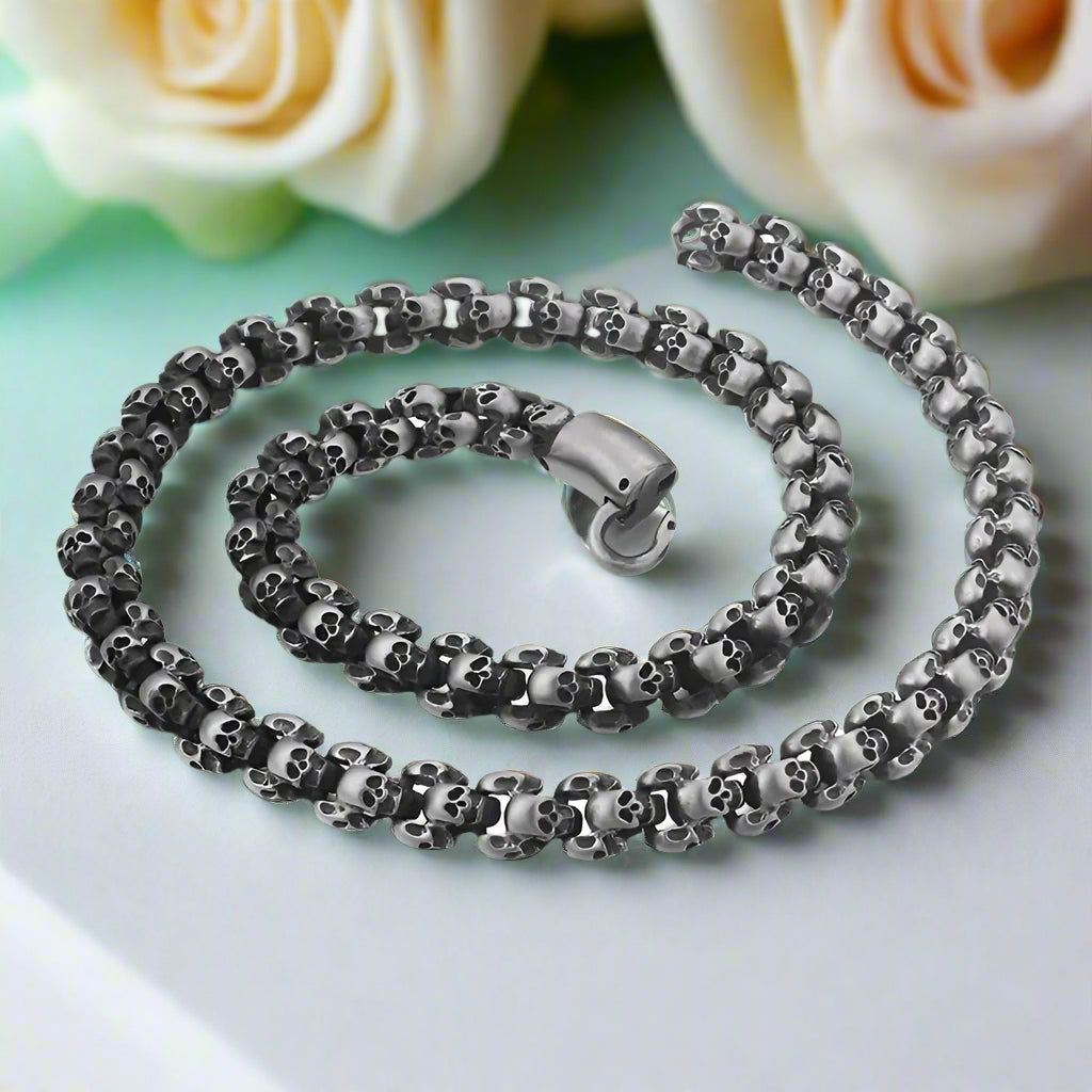 Long Skull Chain Punk Necklace-Evani Naomi Jewelry
